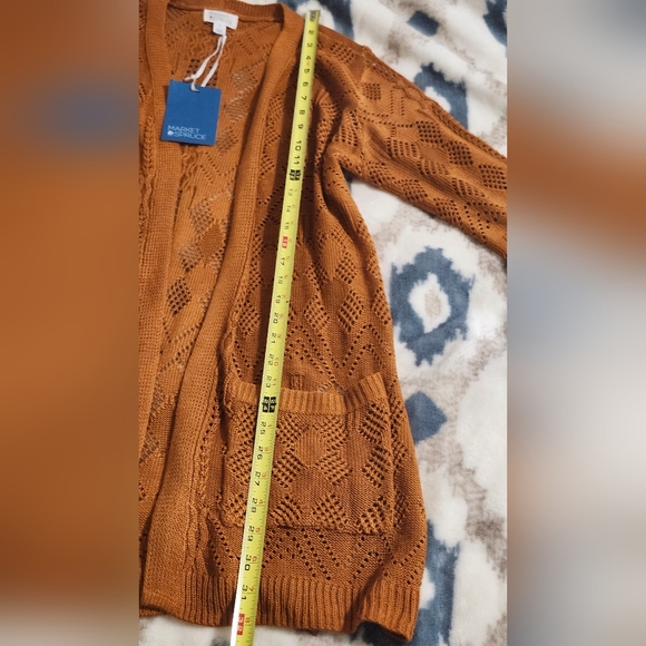 Market & Spruce Open Knit Cardigan New With Tag Terracotta Color Medium Size - Picture 7 of 8